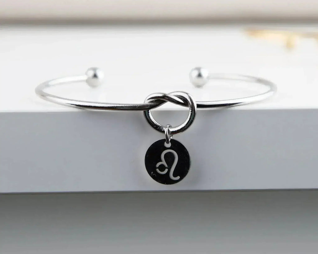 Bracelet Nœud Délicat, Jonc Nœud en Fil avec Breloque Symbole Zodiaque Cadeau