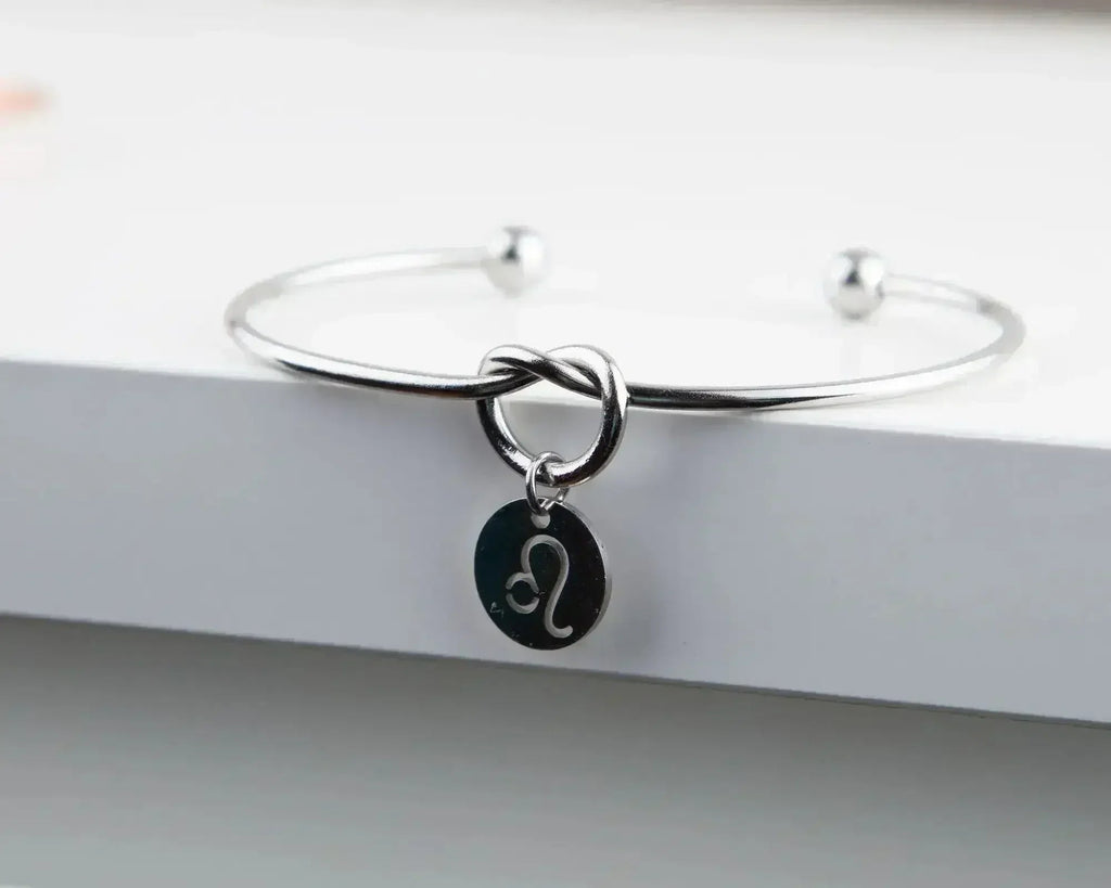 Bracelet Nœud Délicat, Jonc Nœud en Fil avec Breloque Symbole Zodiaque Cadeau