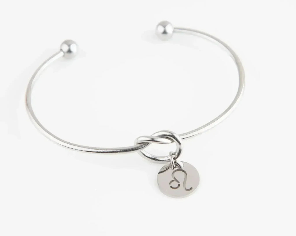 Bracelet Nœud Délicat, Jonc Nœud en Fil avec Breloque Symbole Zodiaque Cadeau