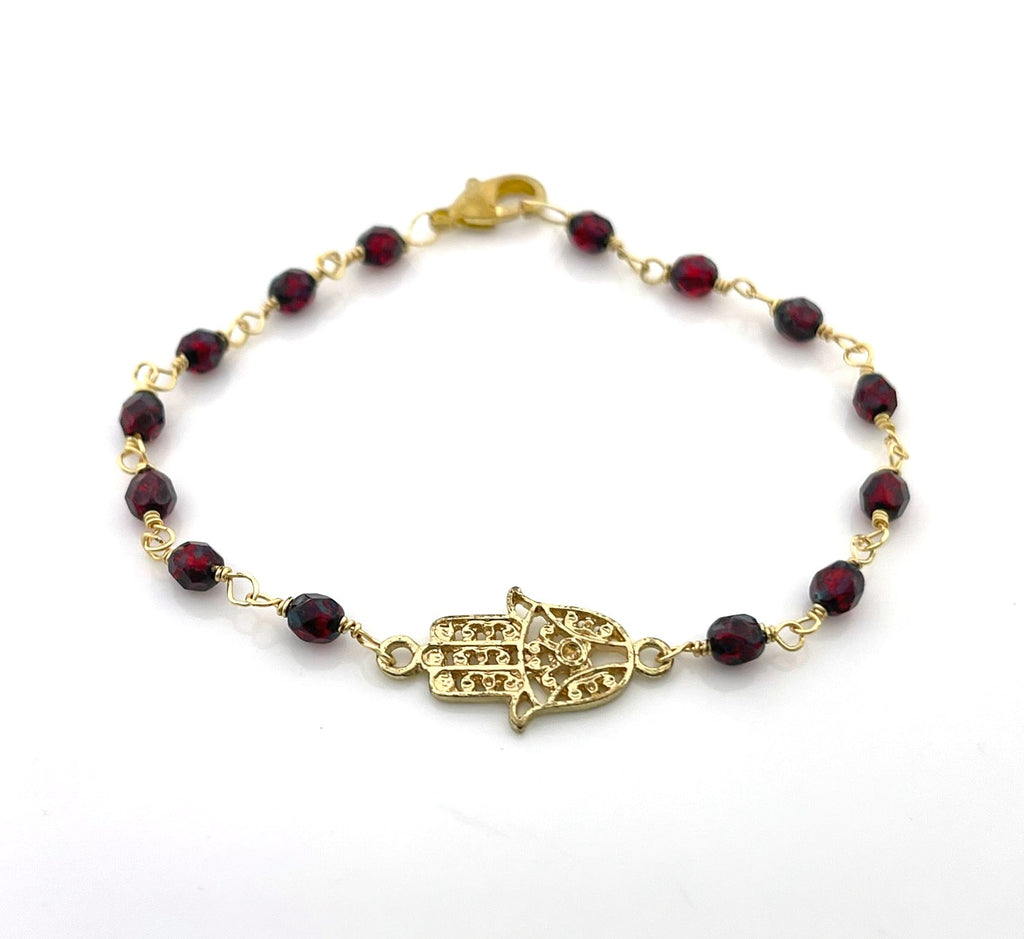 Bracelet Hamsa – Bijou en or unique, fait main avec du fil métallique