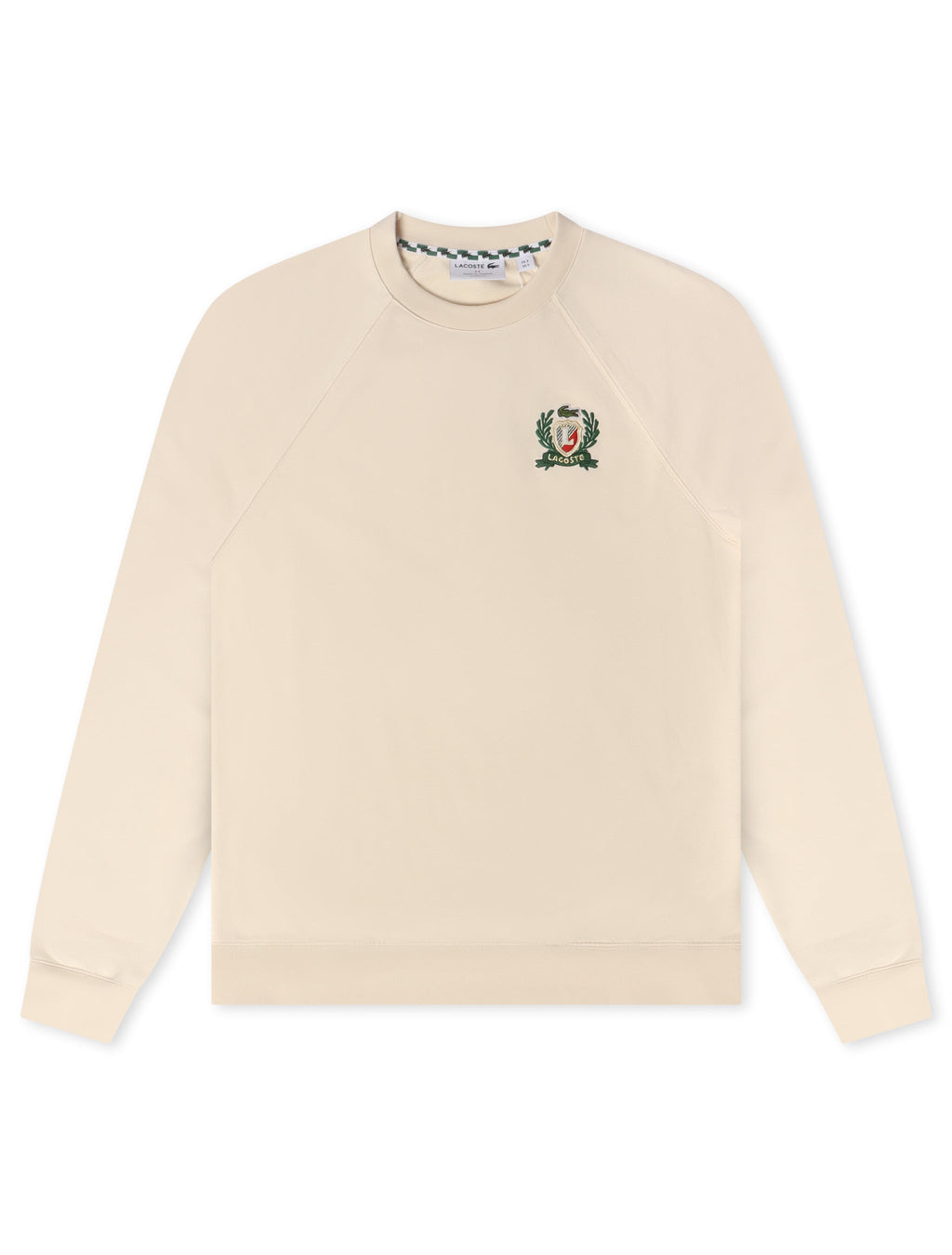 Sweat-shirt Lacoste en molleton brodé écusson - Crème