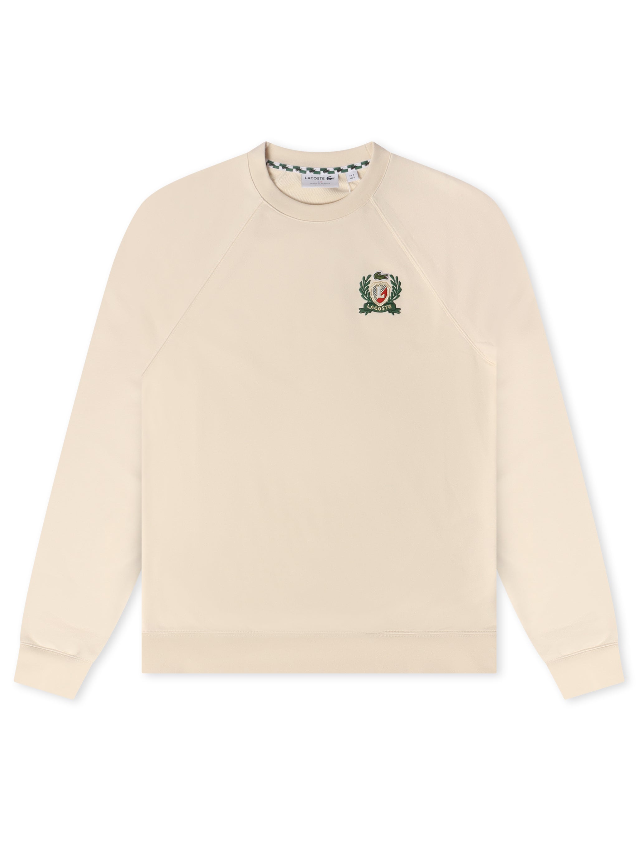 Sweat-shirt Lacoste en molleton brodé écusson - Crème