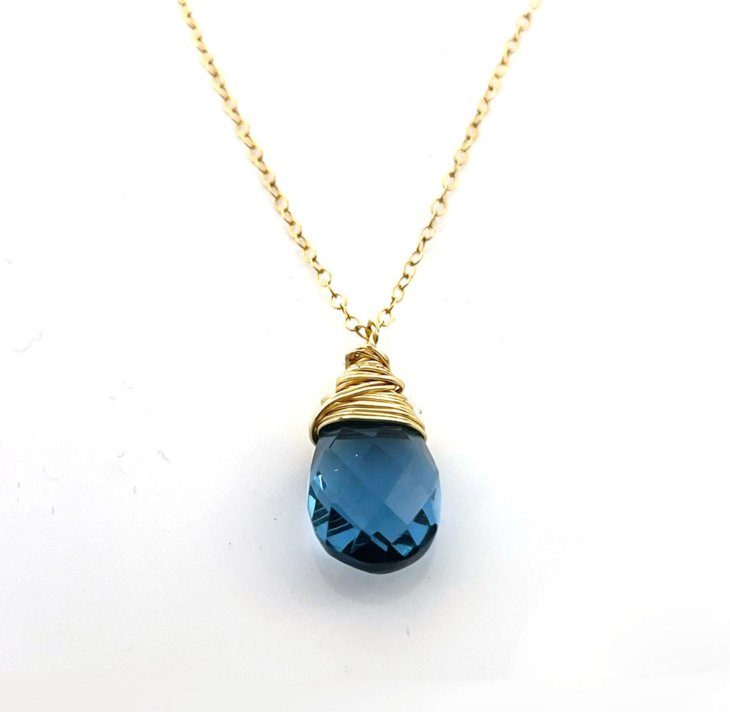London Blue Topaz Necklace – Gold Filled Gemstone Pendant