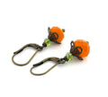 Boucles d'oreilles citrouille en verre de Bohême – Boucles d'oreilles pendantes en cristal orange et vert