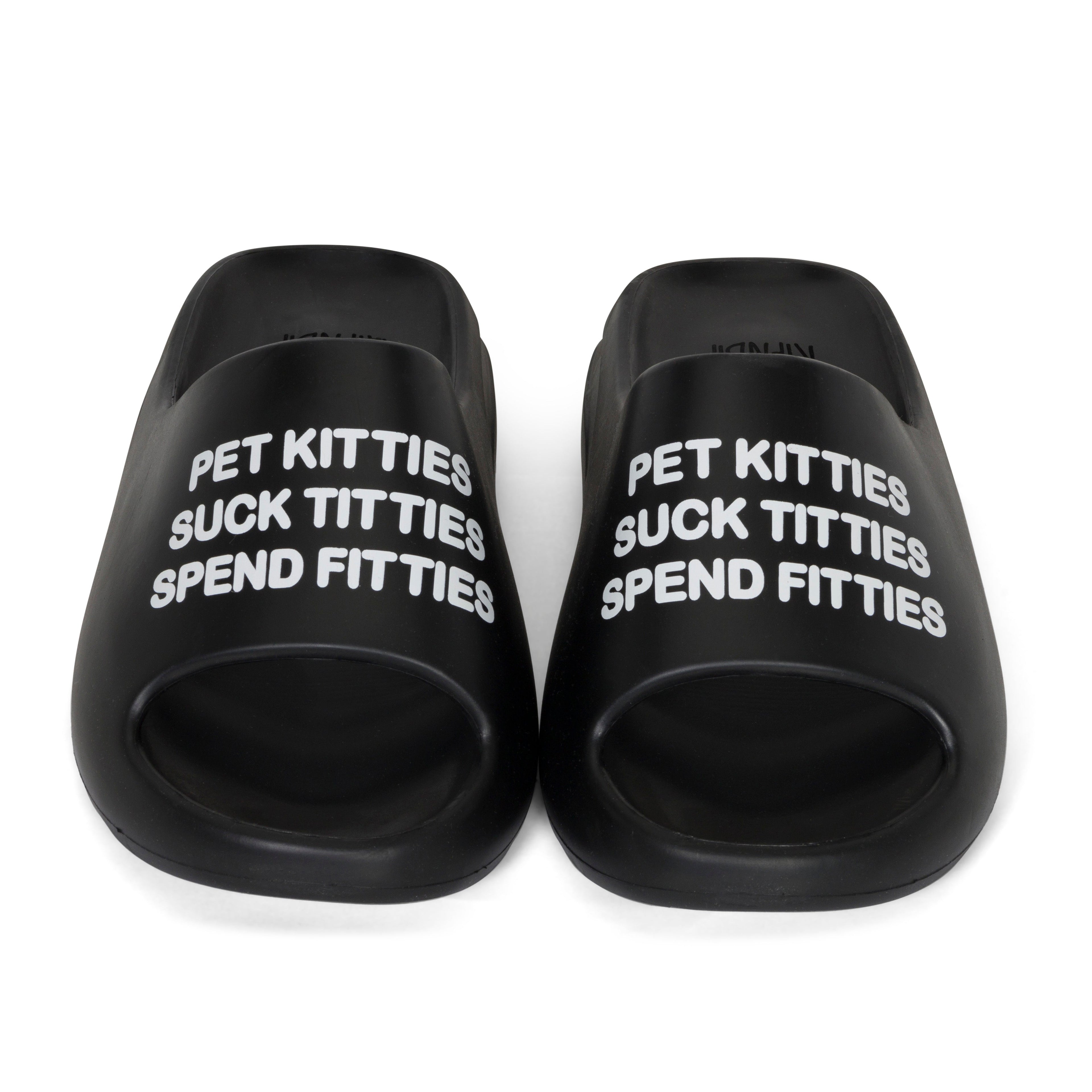 Pet Kitties Cloud Slides (Black)