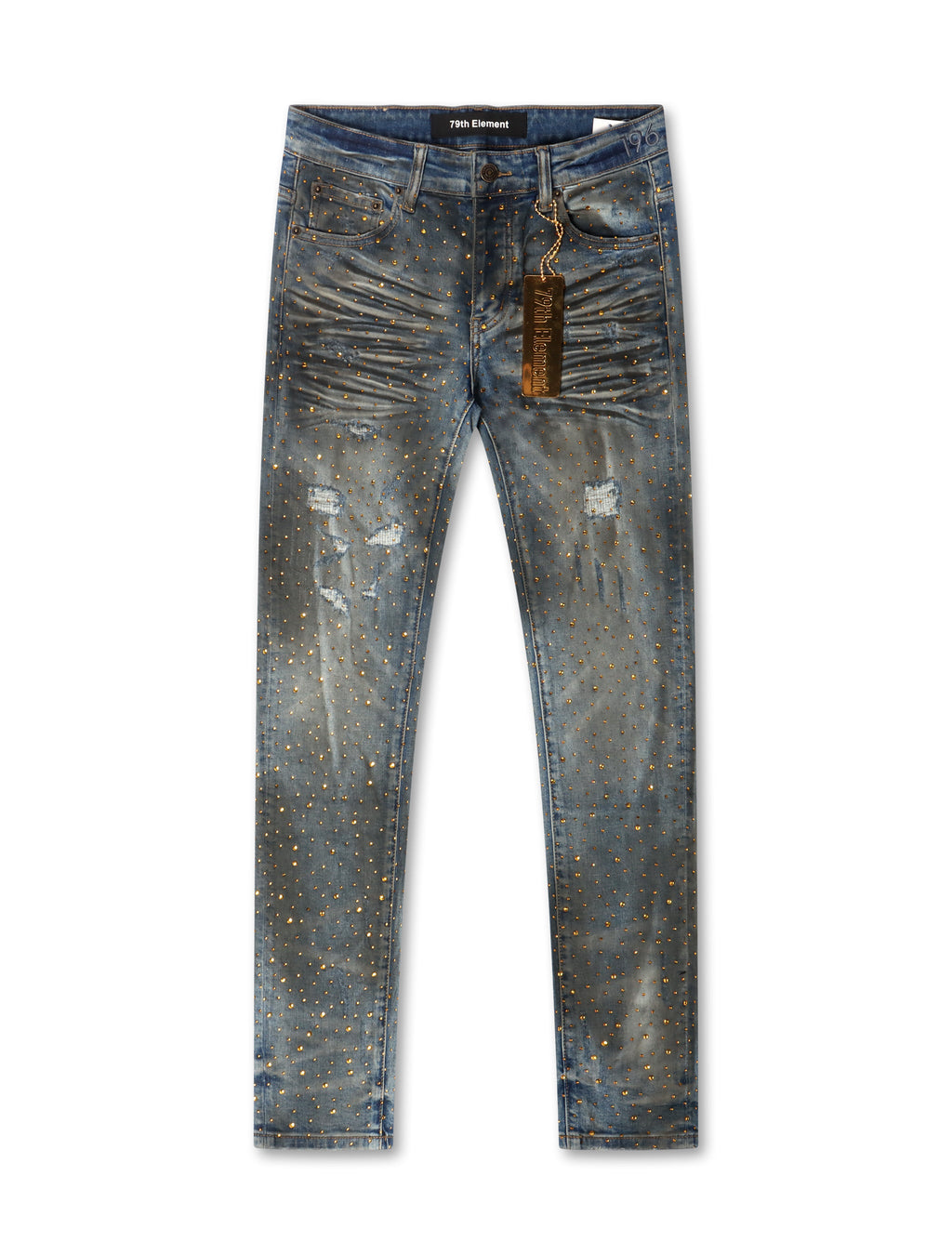 Denim strass or 79e élément - Bleu