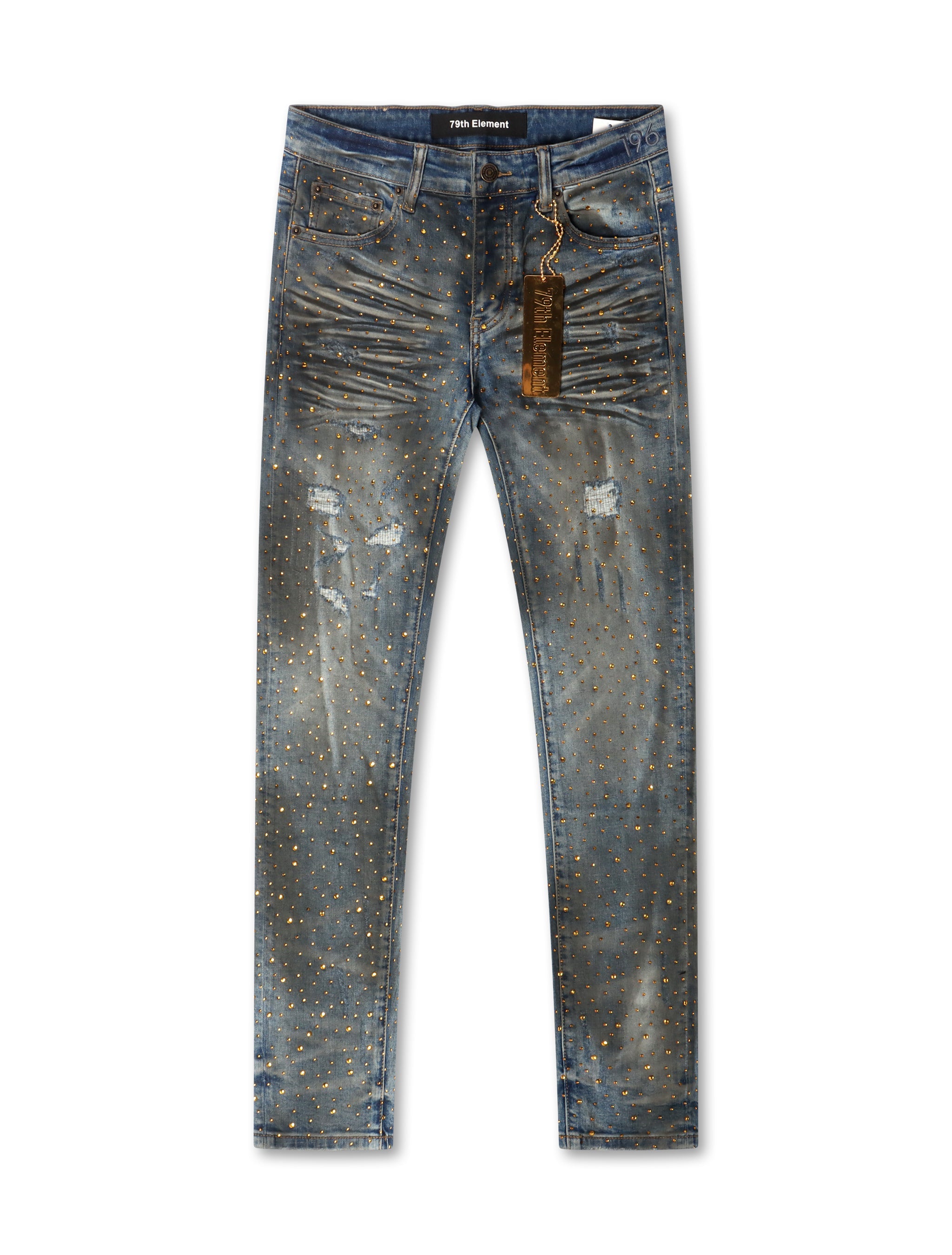 Denim strass or 79e élément - Bleu