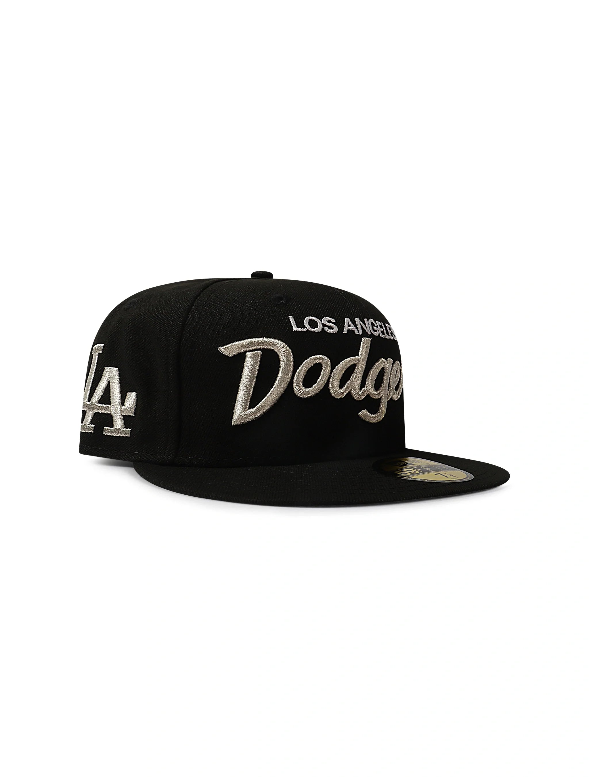 Casquette New Era 5950 Dodgers Side LA Metallic Script – Noir/Argent