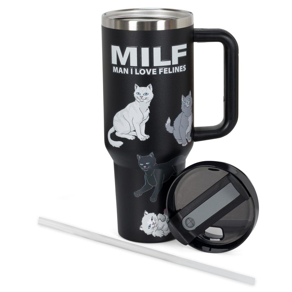 Man I Love Felines Big Ol Cup Tumbler (Black)
