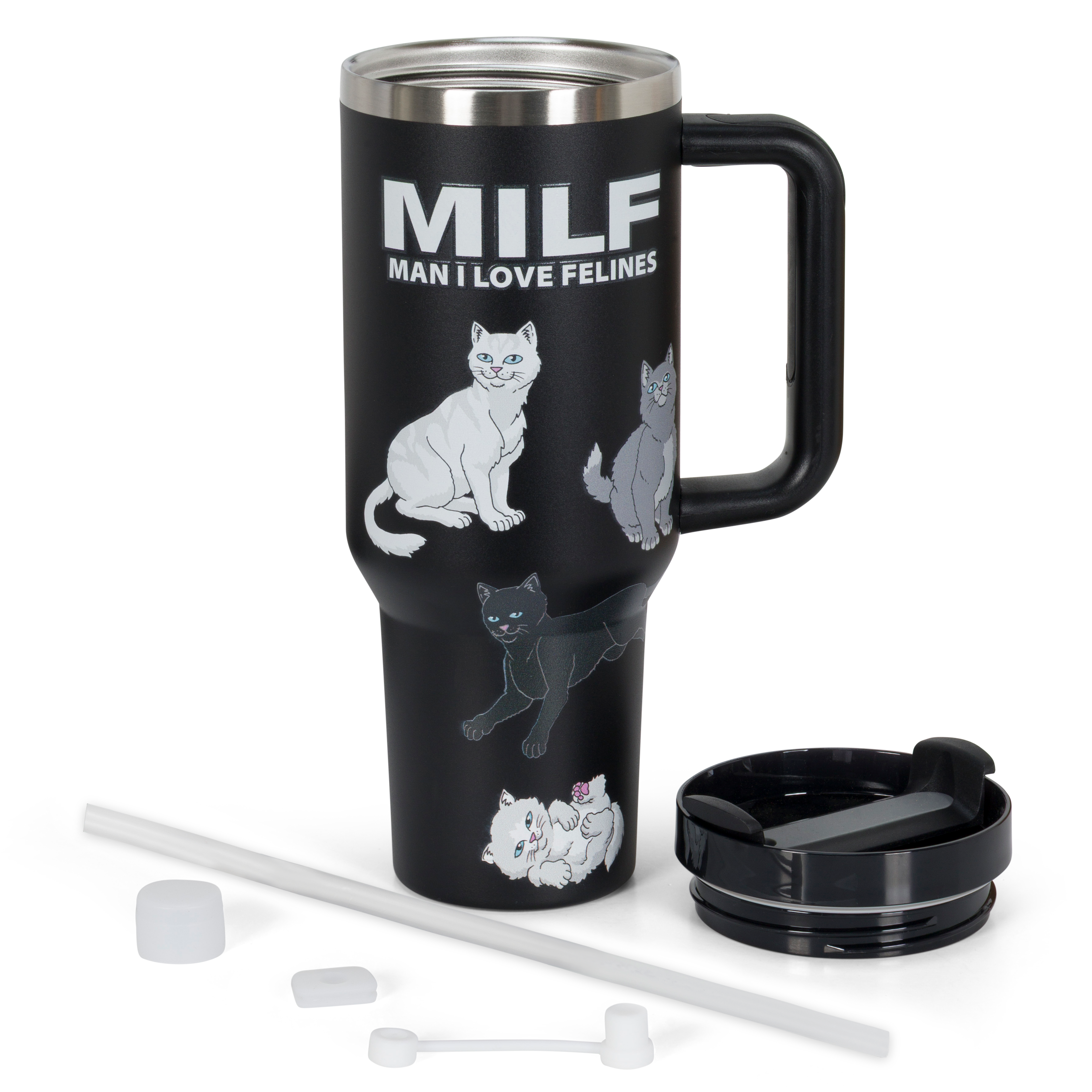 Man I Love Felines Big Ol Cup Tumbler (Black)