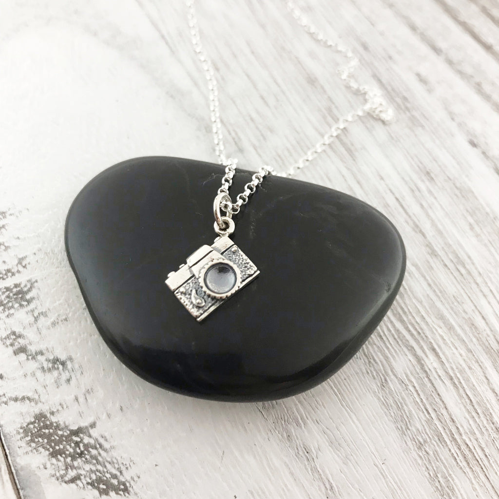 Collier appareil photo vintage en argent sterling – Cadeau pour photographe