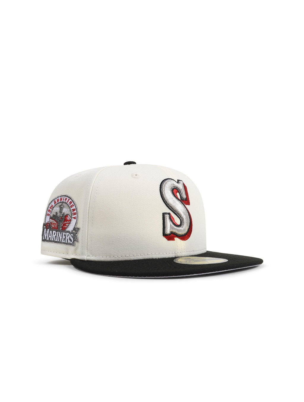 Casquette New Era 5950 Seattle Mariners 30e anniversaire – Chrome/Rouge