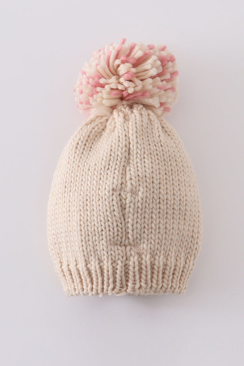 Bonnet à pompon arc-en-ciel brodé à la main