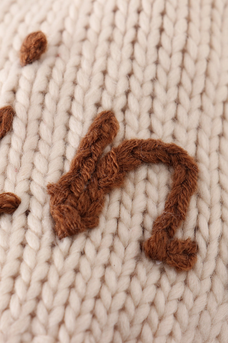 Bonnet à pompon brodé à la main mère et enfant