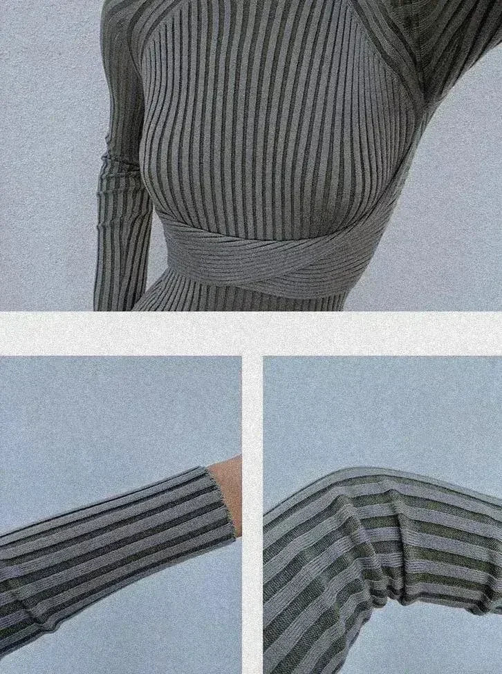 Robe midi moulante à col montant – Détail torsadé au dos ouvert | Femstylo