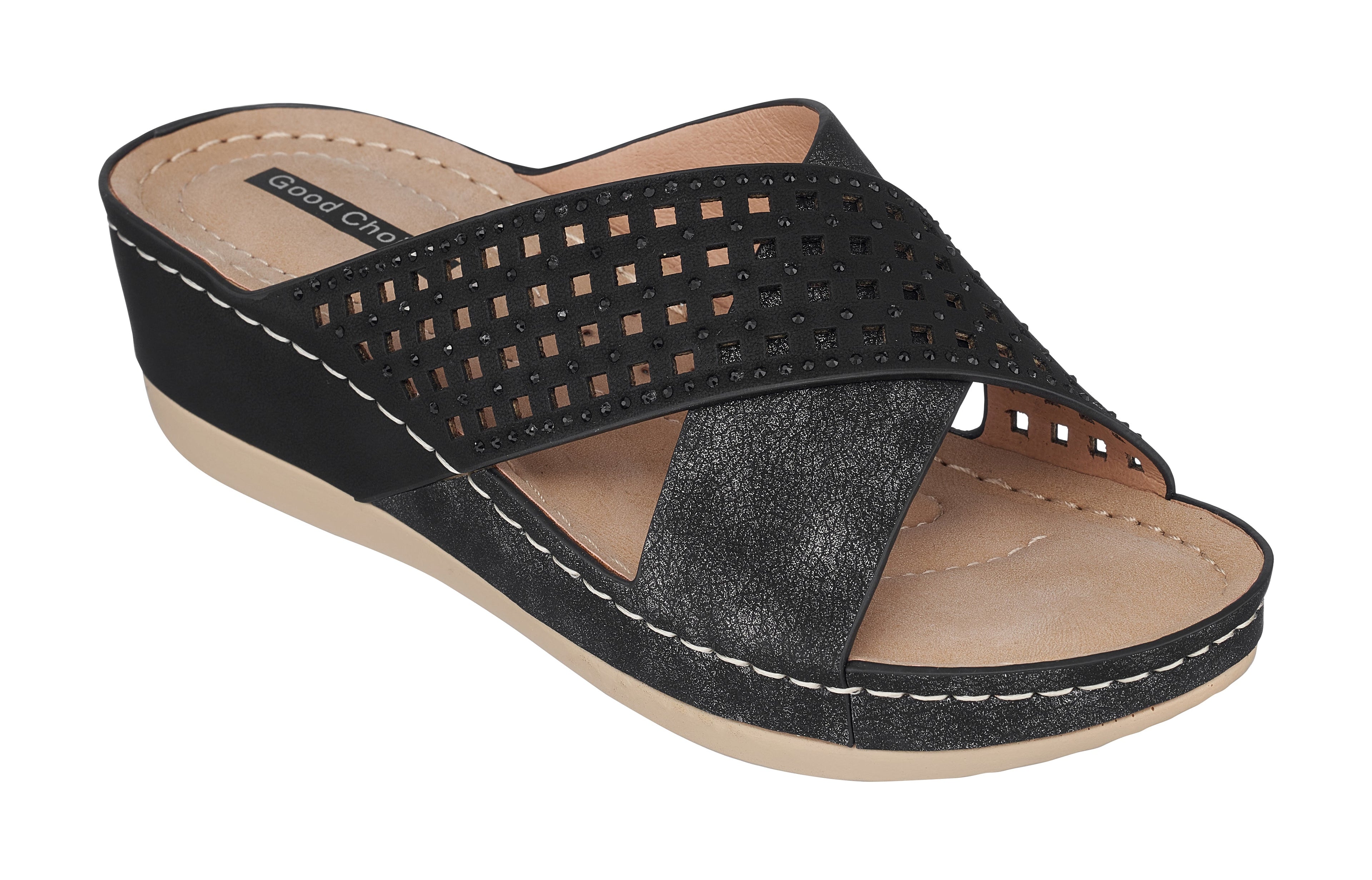 Sandales compensées Isabella noires