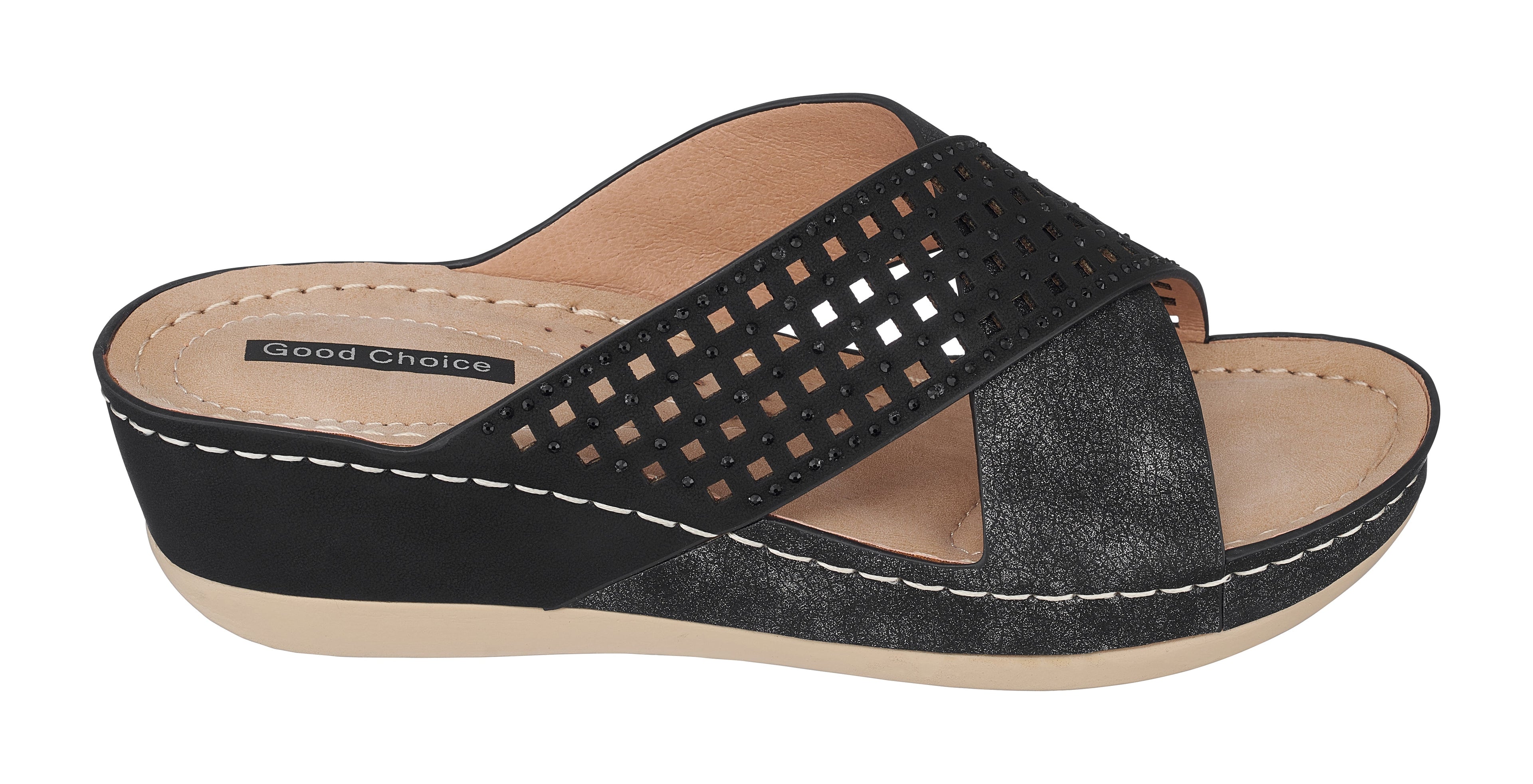 Sandales compensées Isabella noires