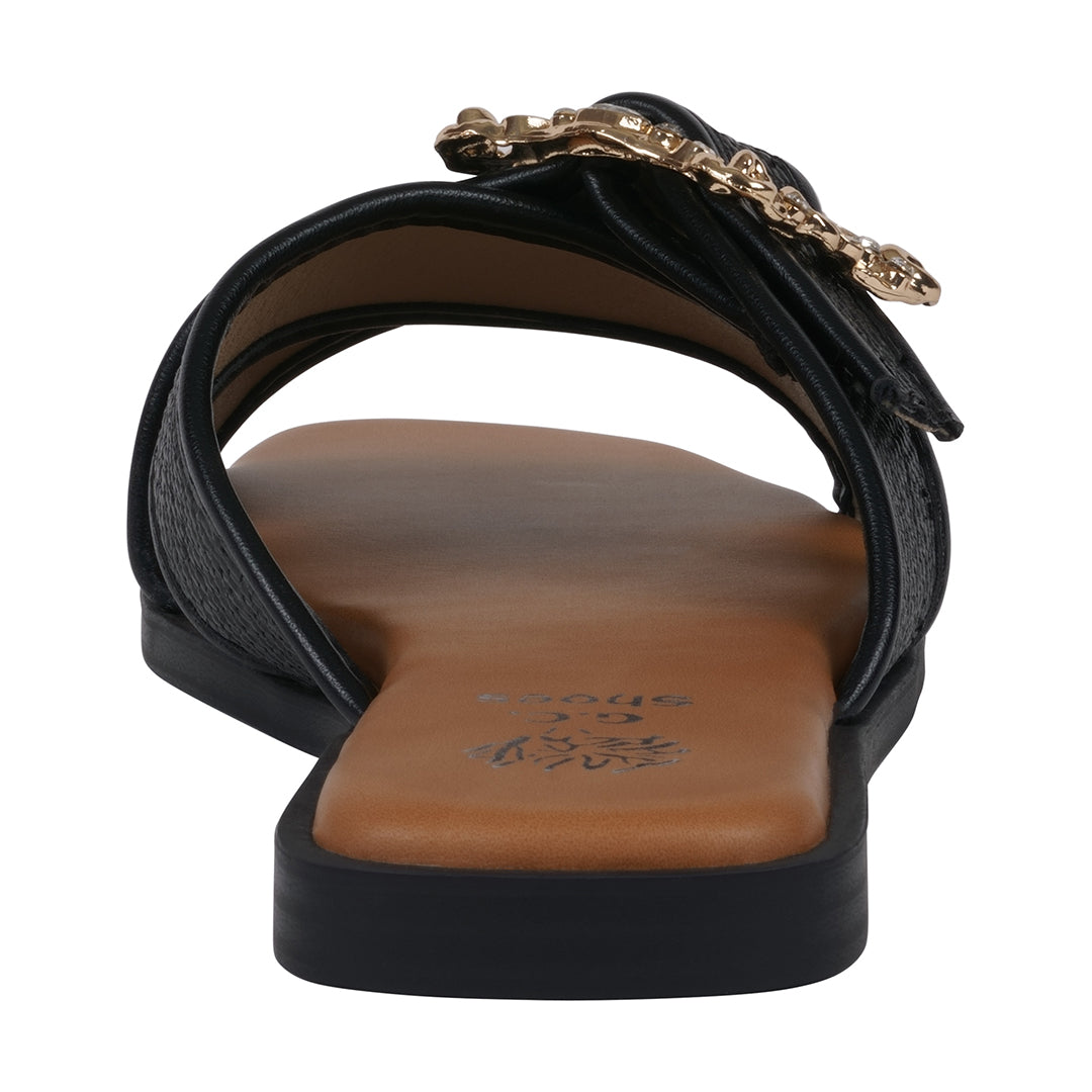 Sandales plates tissées noires Ivy pour femme