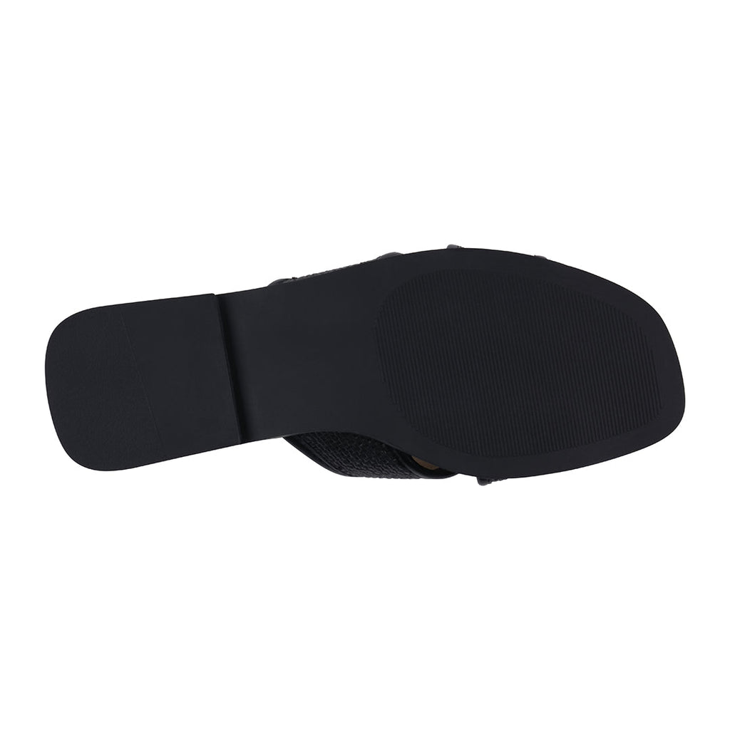 Sandales plates tissées noires Ivy pour femme