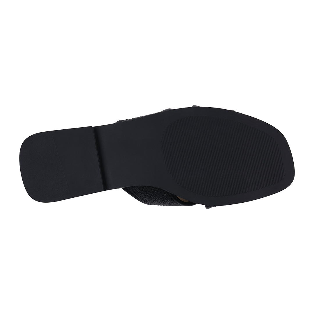 Sandales plates tissées noires Ivy pour femme