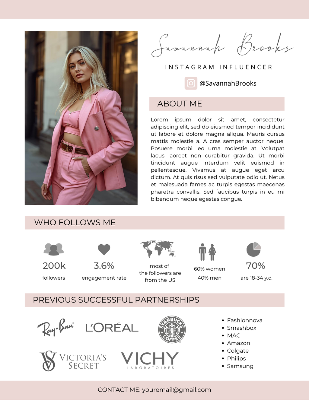 Influencer Media Kit Canva Template – Instant Download