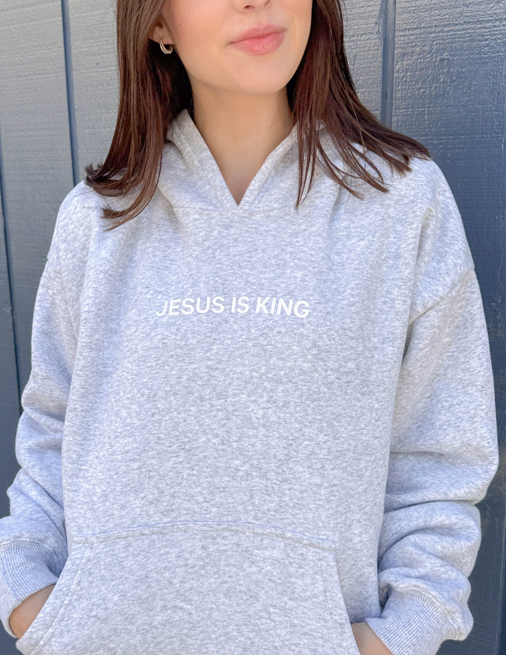 Sweat à capuche unisexe gris chiné Jesus Is King