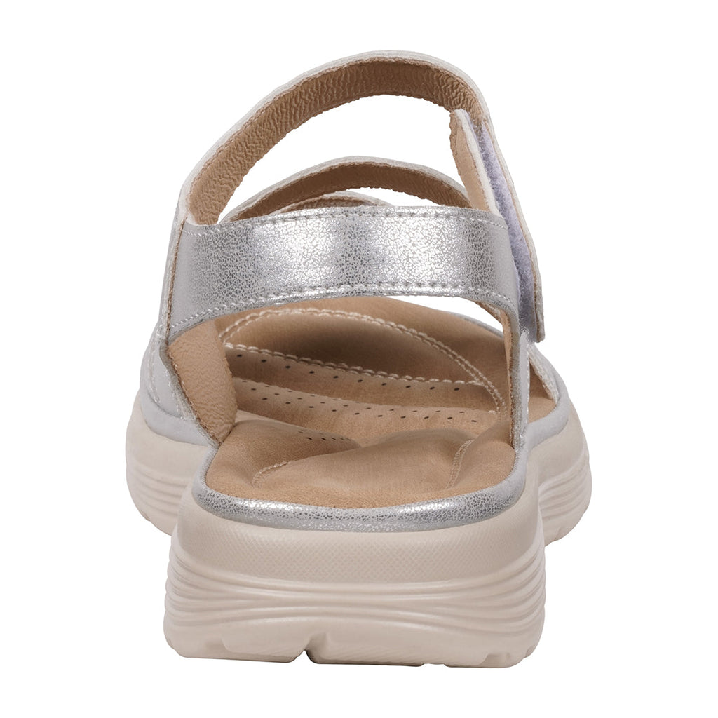 Sandales plates confort Judy Silver Velcro pour femme