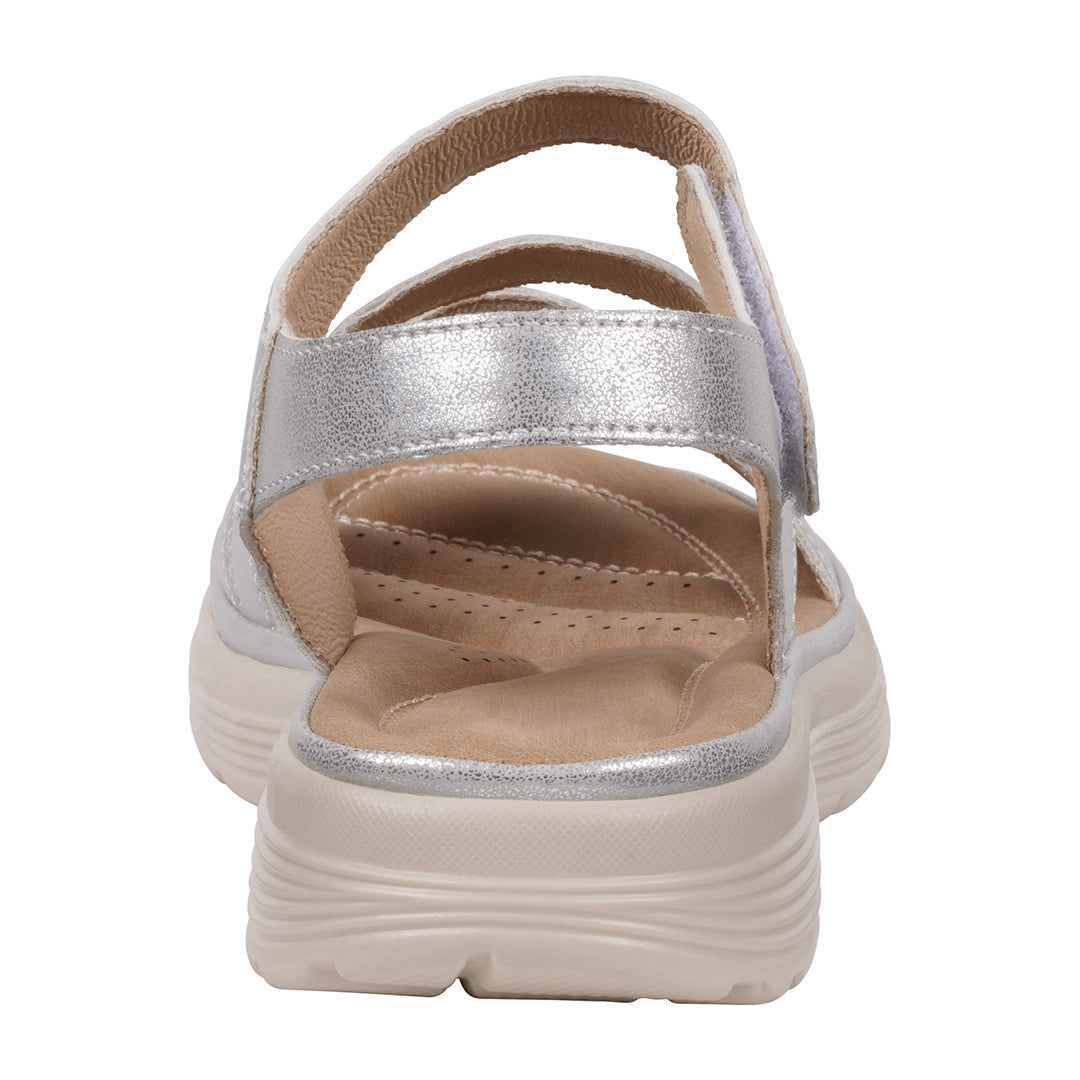 Sandales plates confort Judy Silver Velcro pour femme