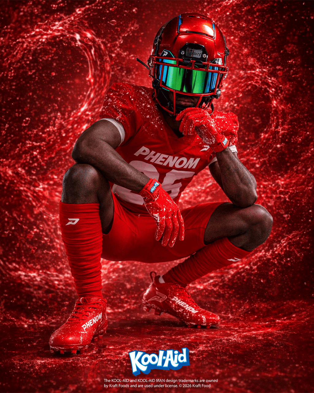 Chaussures de football américain Kool-Aid « Cherry » - Quantum Speed par Phenom Elite