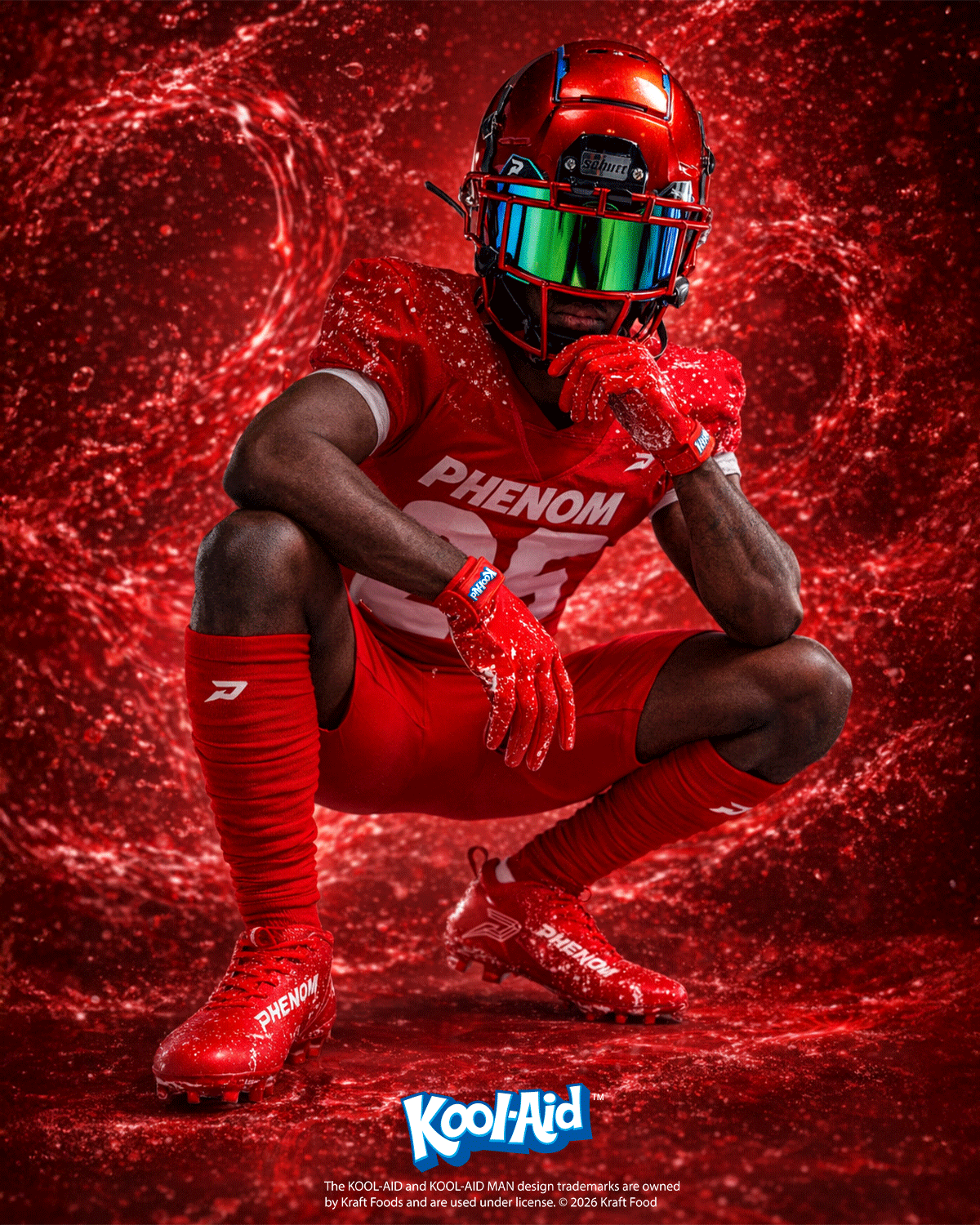 Chaussures de football américain Kool-Aid « Cherry » - Quantum Speed par Phenom Elite