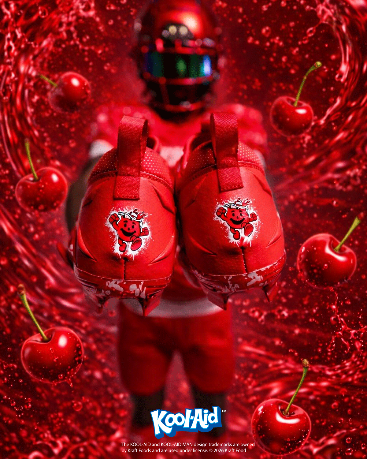 Chaussures de football américain Kool-Aid « Cherry » - Quantum Speed par Phenom Elite
