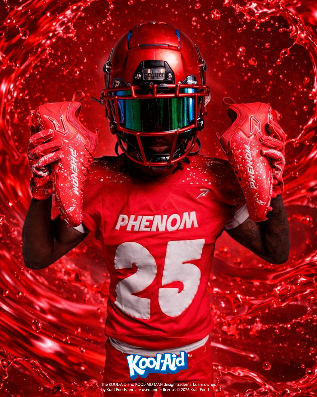 Chaussures de football américain Kool-Aid « Cherry » - Quantum Speed par Phenom Elite