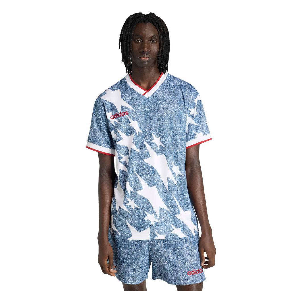 Maillot graphique en jean Adidas pour homme - Bleu
