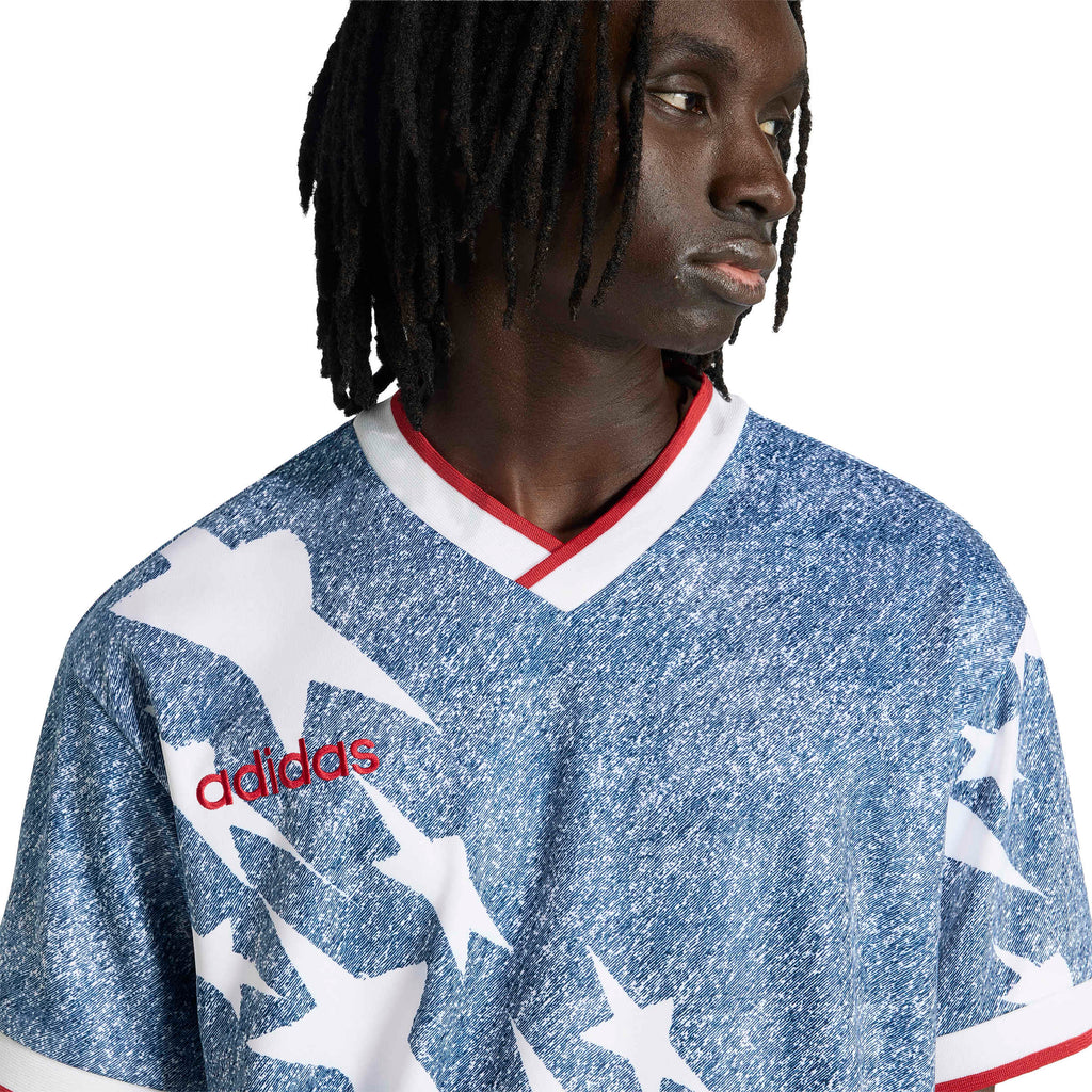 Maillot graphique en jean Adidas pour homme - Bleu