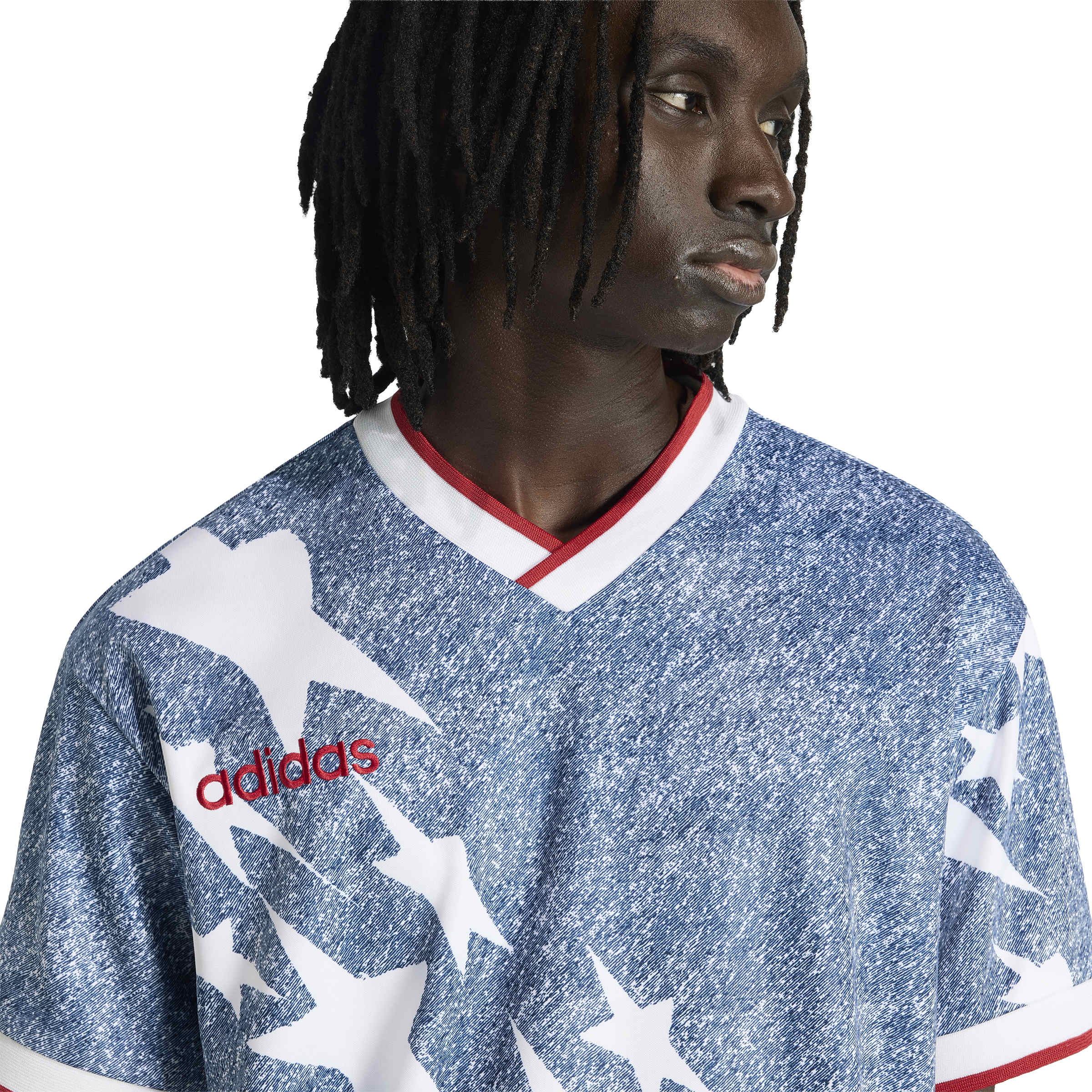 Maillot graphique en jean Adidas pour homme - Bleu