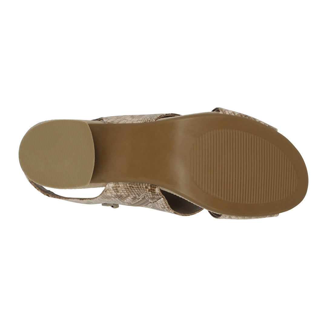 Sandales à talons et lanières croisées Keefa serpent/beige