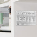 Tableau de Conversion de Mesure en Acier Inoxydable avec Aimant Puissant pour les Conversions de Tasses, Cuillères à Soupe, Cuillères à Café, Onces Liquides et Millilitres