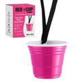 Gobelet à shot réutilisable en plastique rose de 60 ml avec cordon | Incassable, sans BPA | Parfait pour les fêtes, les barbecues et les sorties