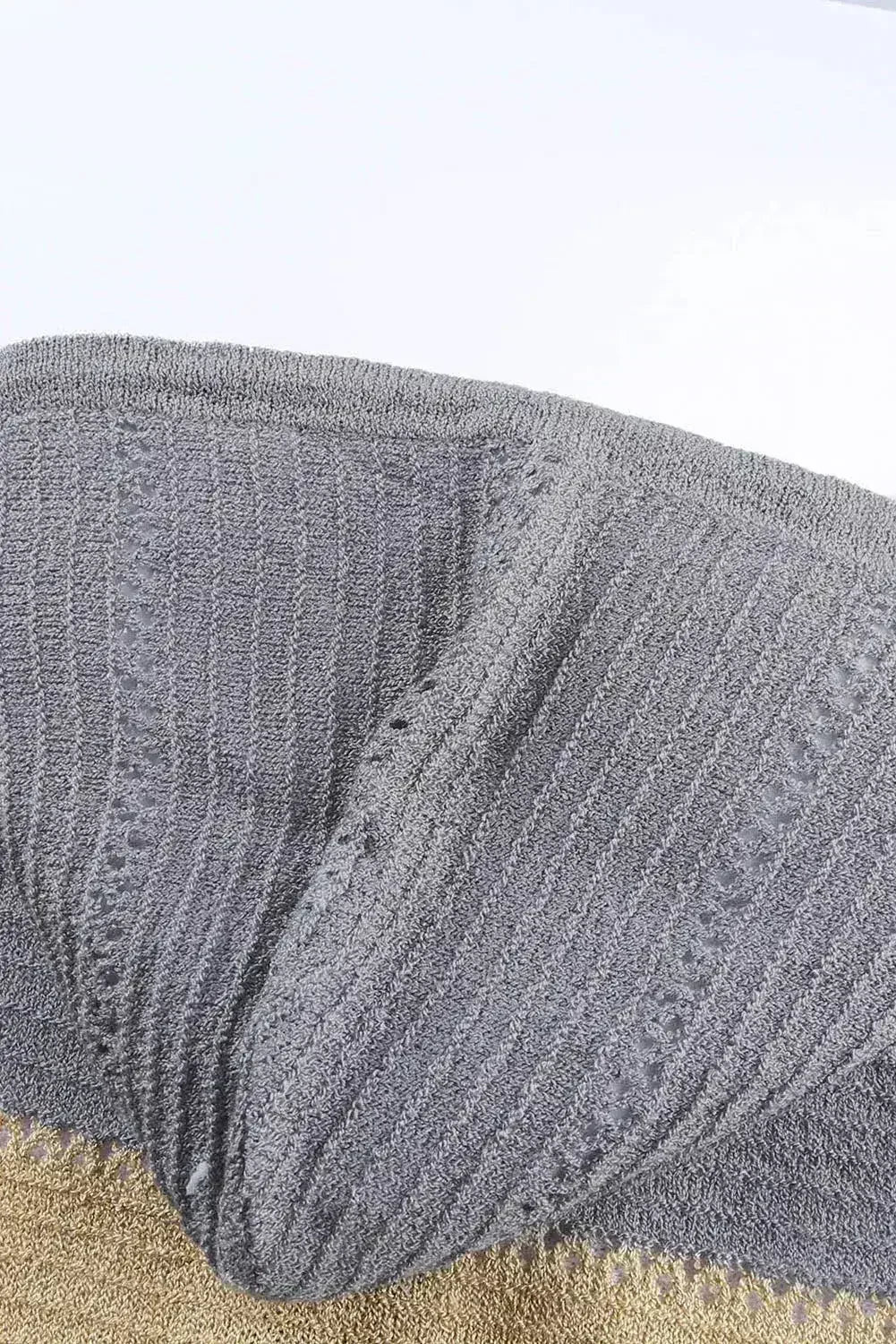 Sweat à capuche en maille ajourée Femme, Gris Colorblock, avec fermeture éclair frontale