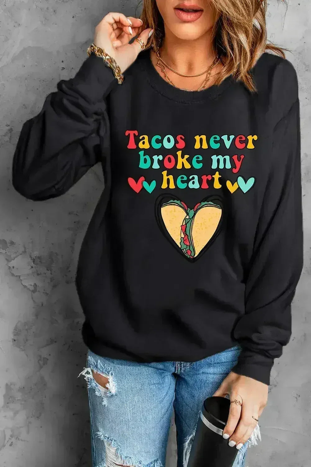 Sweat-shirt Lettre Cœur Graphique