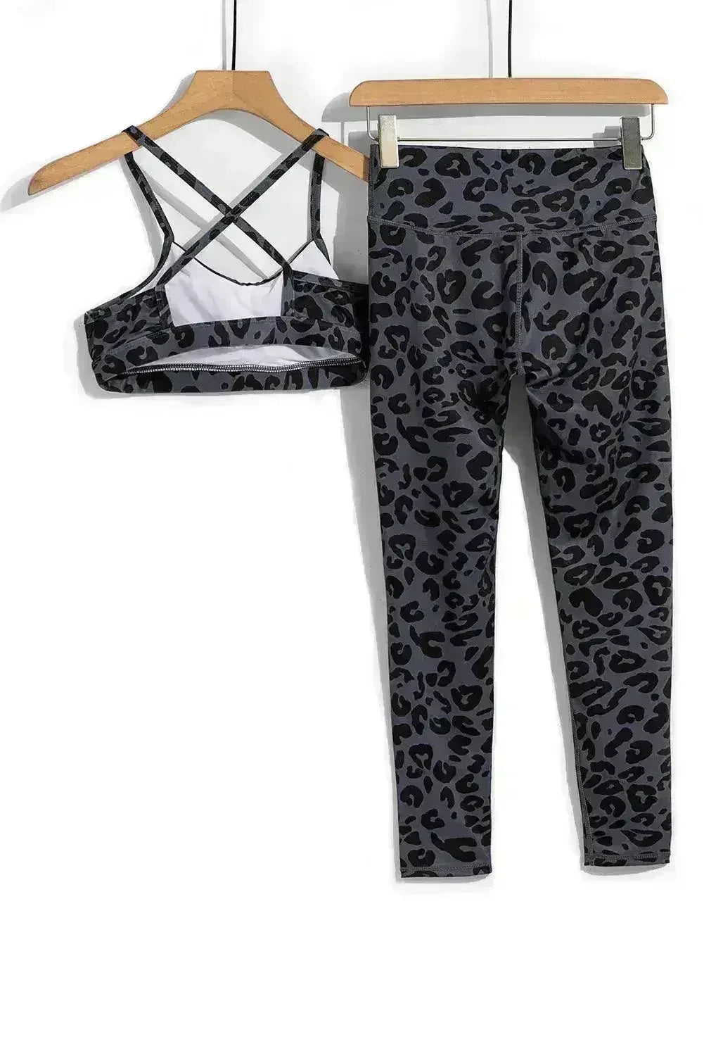 Ensemble brassière de sport et legging Charcoal Leopard