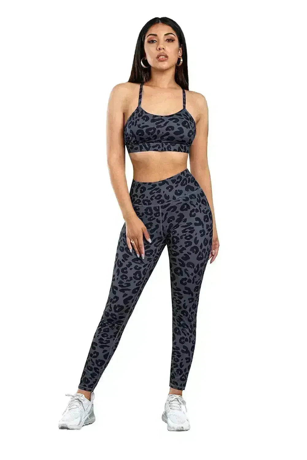 Ensemble brassière de sport et legging Charcoal Leopard