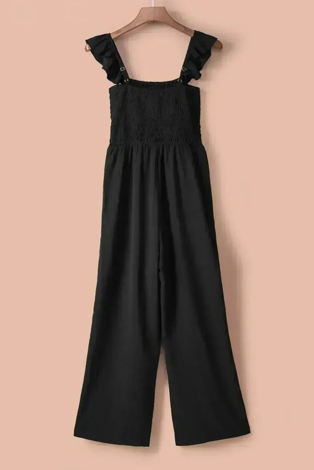 Combinaison-pantalon noire chic à jambes larges