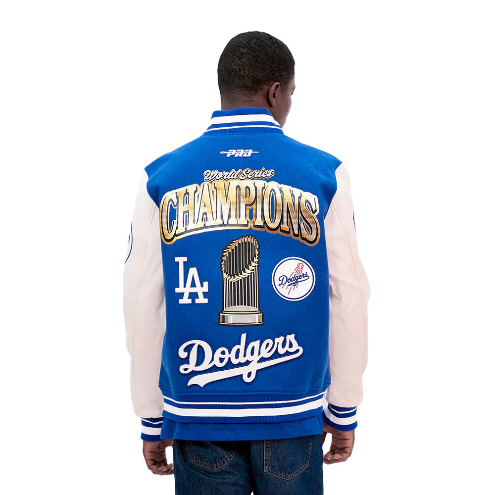 Blouson Teddy Pro Standard LA Dodgers World Series en Laine - Bleu Royal
