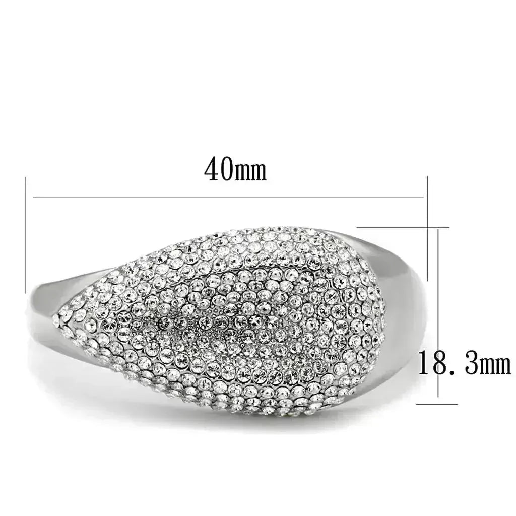 Bague en laiton plaqué rhodium – Pièce maîtresse ornée de cristaux éblouissants