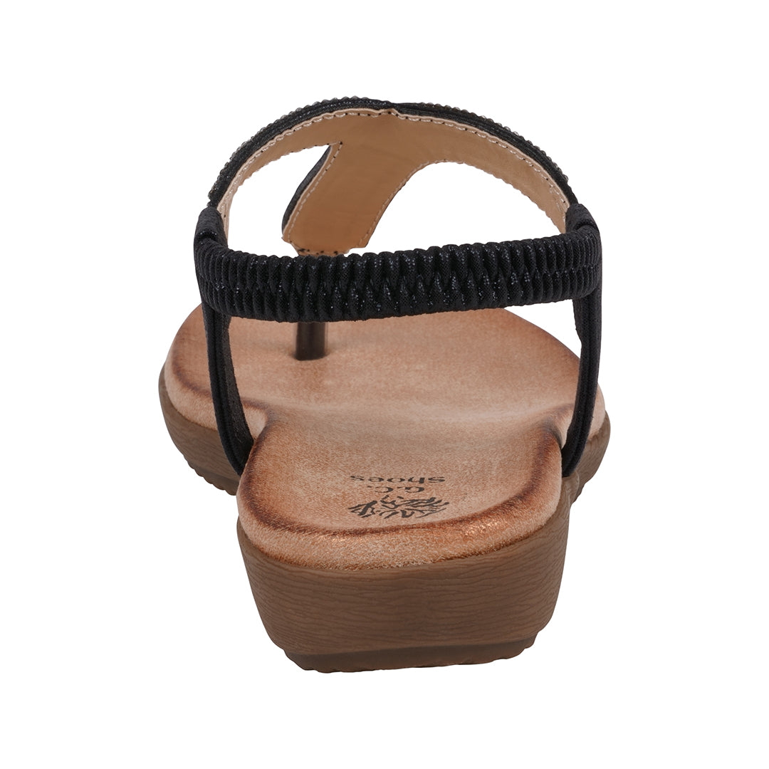 Sandales plates Lori noires ornées pour femme