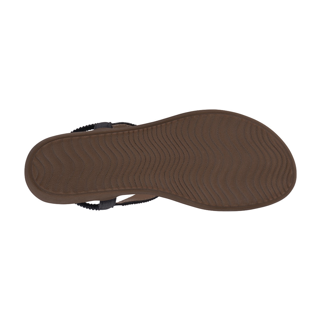 Sandales plates Lori noires ornées pour femme