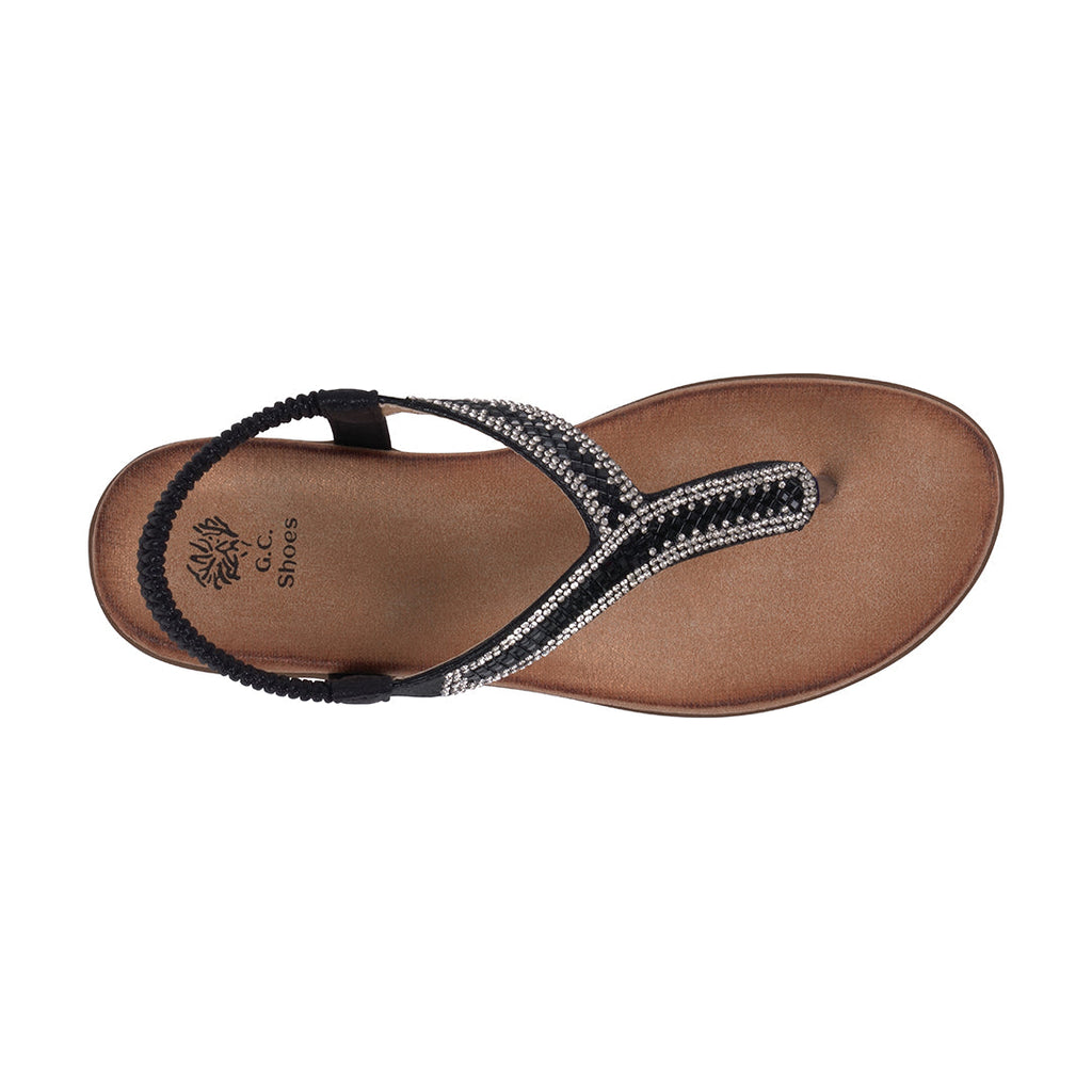 Sandales plates Lori noires ornées pour femme