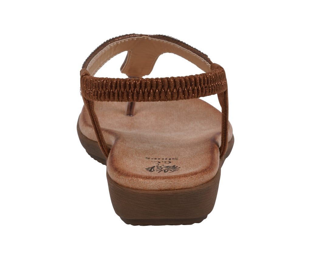Sandales plates Lori Bronze ornées pour femme