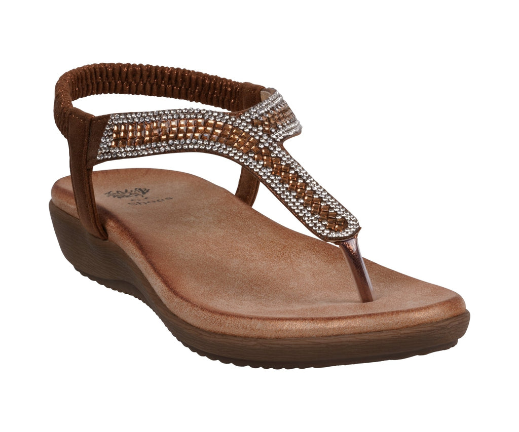 Sandales plates Lori Bronze ornées pour femme